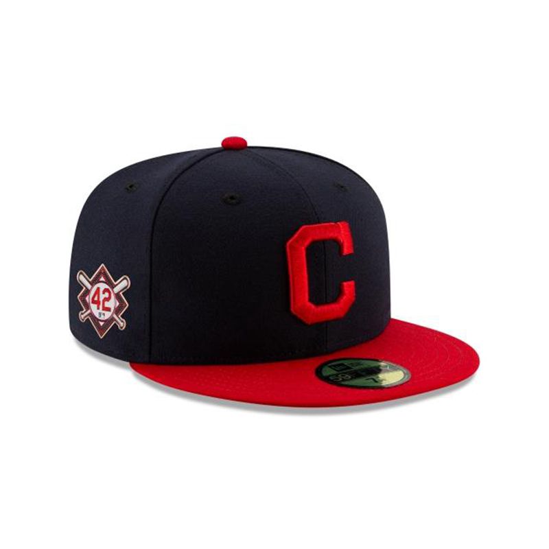 MLB Cleveland Indians Jackie Robinson Day 59Fifty Fitted (QFT6009) - Blue New Era Caps